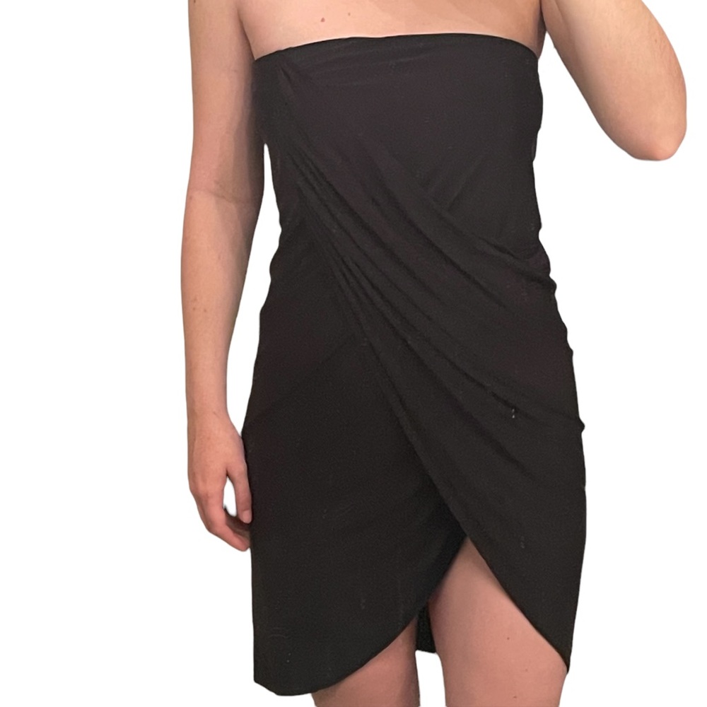 Trouve Black Strapless Wrap Dress
